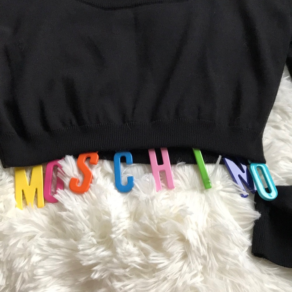 🎉HP🎉Moschino logo black knit crop top - Picture 5 of 10